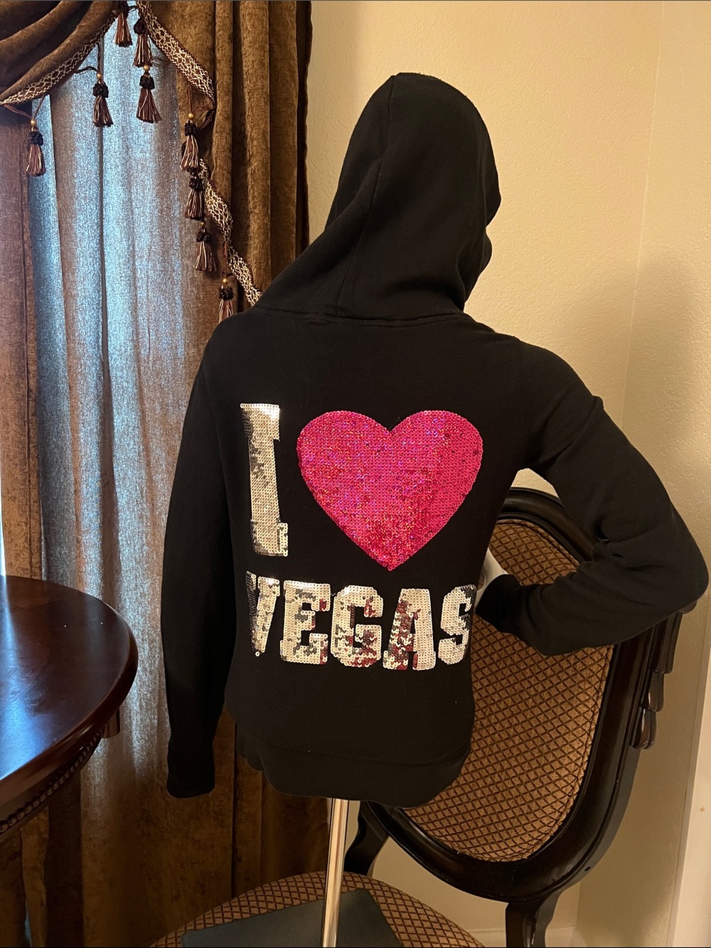 Victoria Secret PINk I <3 Vegas Bling Sequin Hoodie
